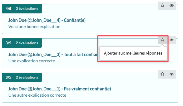 Ajouter / retirer aux meilleures réponses